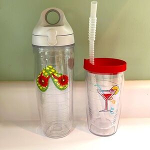 tervis insulated plastic water bottle and plastic cup with straw and lid
